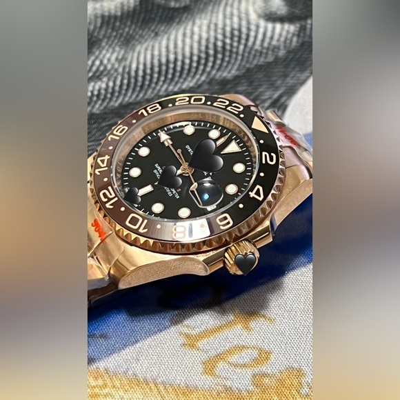 Men’s Luxury GMT Style Automatic Steel Watch Rose Gold “Root Beer” Colorway 41mm - Picture 2 of 4